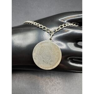 VTG ACO 925 Sterling Silver Charm Pendant Serenity Prayer Praying Hands Bracelet